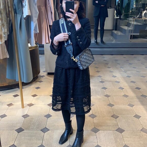 Allsaints Rowan black lace midi skirt UK 4 US 0 - Picture 8 of 9